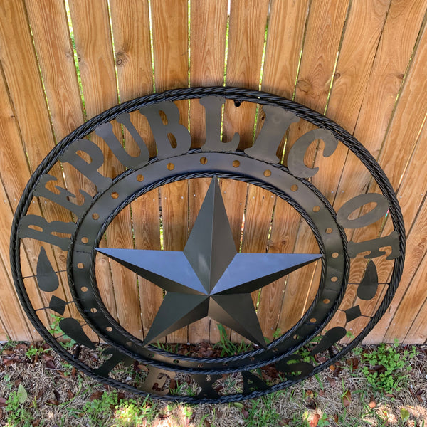 REPUBLIC OF TEXAS 3d STAR CUSTOM RUSTIC BLACK METAL VINTAGE CRAFT WESTERN HOME DECOR HANDMADE NEW ART