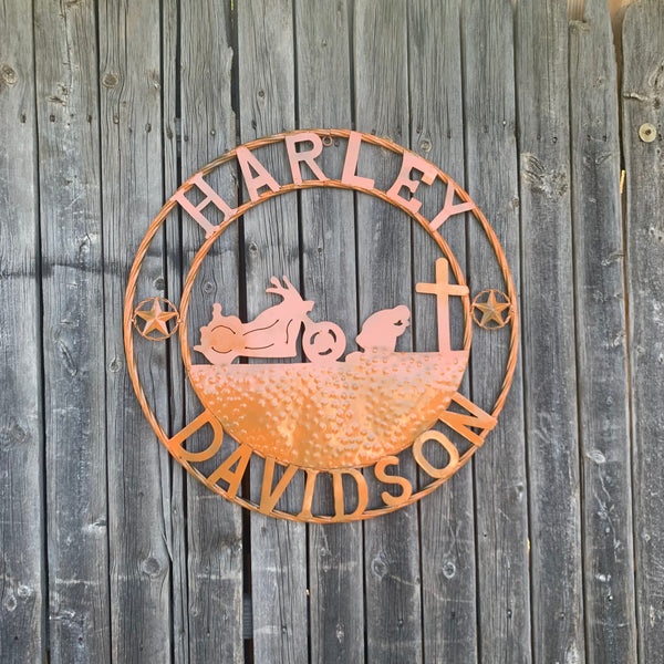 24",32" HARLEY DAVIDSON ORANGE CUSTOM METAL VINTAGE CRAFT SIGN WESTERN HOME DECOR HANDMADE