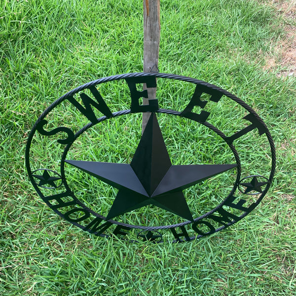 HOME SWEET HOME BARN STAR 24",32",36" RUSTIC BLACK METAL LONE STAR WESTERN HOME DECOR HANDMADE NEW #EH10549