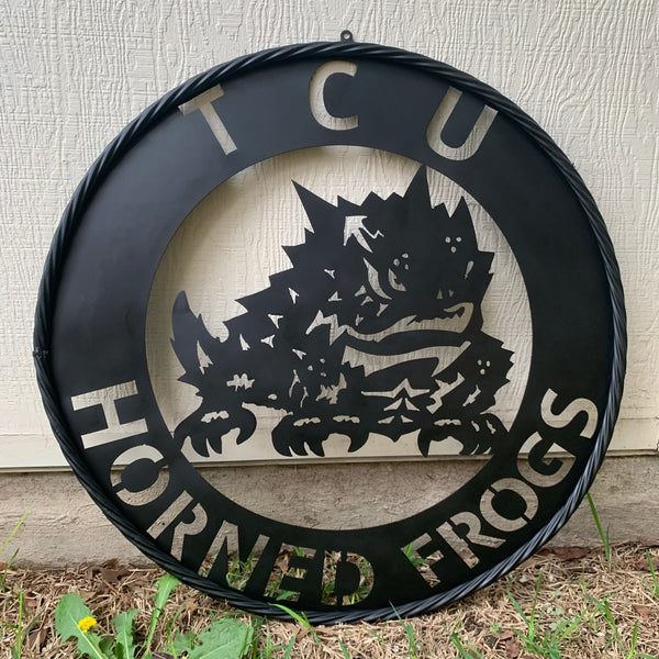 TCU HORNED FROGS CUSTOM BLACK METAL VINTAGE CRAFT SIGN HANDMADE