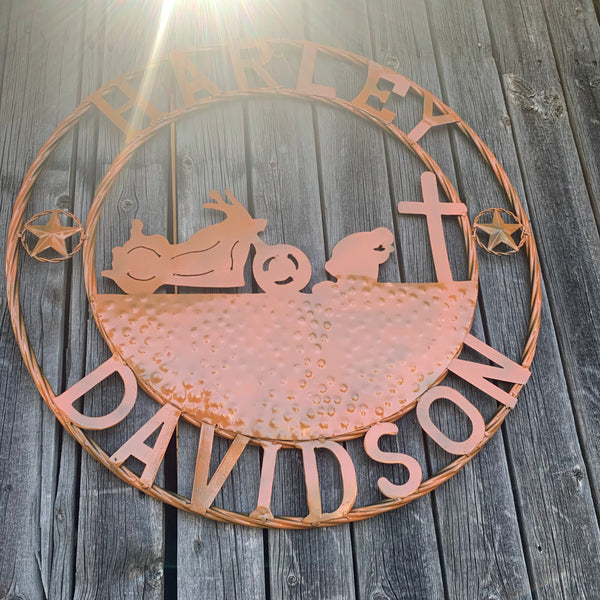 24",32" HARLEY DAVIDSON ORANGE CUSTOM METAL VINTAGE CRAFT SIGN WESTERN HOME DECOR HANDMADE