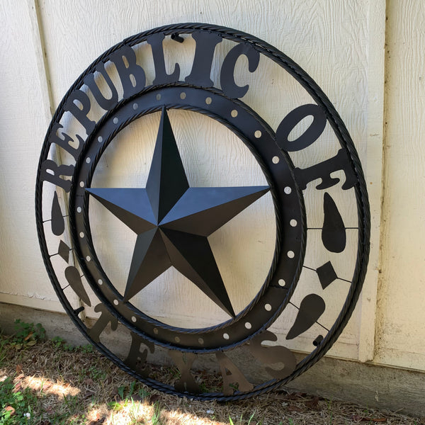 REPUBLIC OF TEXAS 3d STAR CUSTOM RUSTIC BLACK METAL VINTAGE CRAFT WESTERN HOME DECOR HANDMADE NEW ART