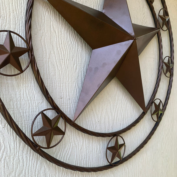 PEREZ CUSTOM STAR NAME BARN METAL STAR 3d TWISTED ROPE RING WESTERN HOME DECOR RUSTIC  BRONZE HANDMADE 24",32",34",36",40",42",44",46",50"