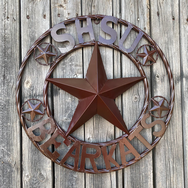 18" SHSU SAM HOUSTON BEARKATS RUSTIC BRONZE COPPER METAL CUSTOM VINTAGE CRAFT RUSTIC BROWN TEAM STAR HANDMADE