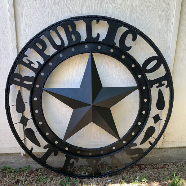 REPUBLIC OF TEXAS 3d STAR CUSTOM RUSTIC BLACK METAL VINTAGE CRAFT WESTERN HOME DECOR HANDMADE NEW ART