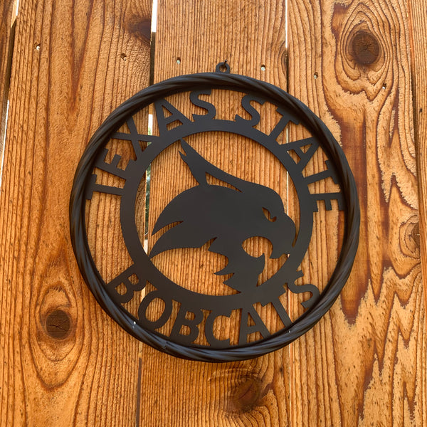 12",18",24",32",36" TEXAS STATE BOBCATS CUSTOM BLACK METAL VINTAGE CRAFT TEAM SIGN WESTERN HOME DECOR HANDMADE