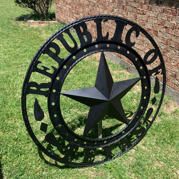 REPUBLIC OF TEXAS 3d STAR CUSTOM RUSTIC BLACK METAL VINTAGE CRAFT WESTERN HOME DECOR HANDMADE NEW ART