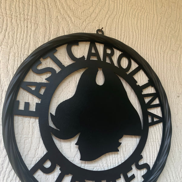 EAST CAROLINA CUSTOM BLACK METAL VINTAGE CRAFT WALL ART TEAM SIGN HANDMADE