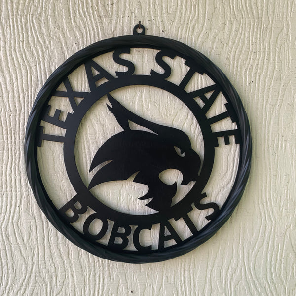 12",18",24",32",36" TEXAS STATE BOBCATS CUSTOM BLACK METAL VINTAGE CRAFT TEAM SIGN WESTERN HOME DECOR HANDMADE