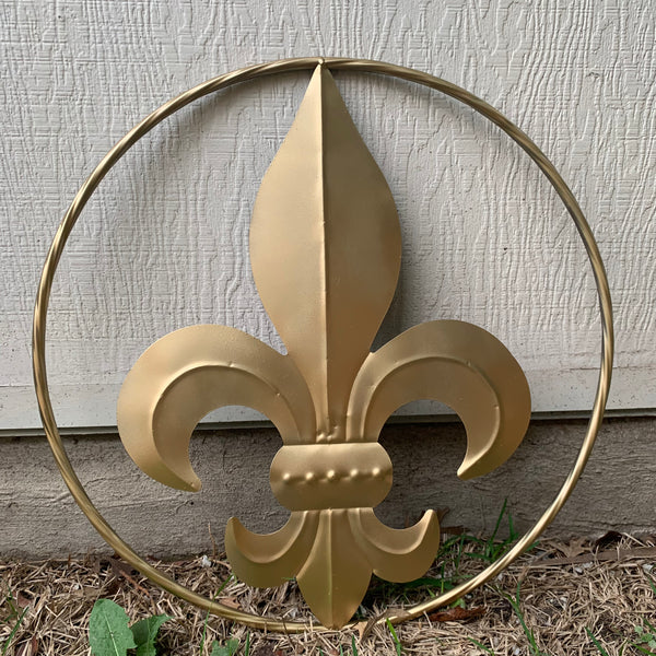 24" GOLD FLEUR DE LIS METAL SIGN WESTERN HOME DECOR HANDMADE NEW