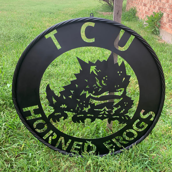 TCU HORNED FROGS CUSTOM BLACK METAL VINTAGE CRAFT SIGN HANDMADE