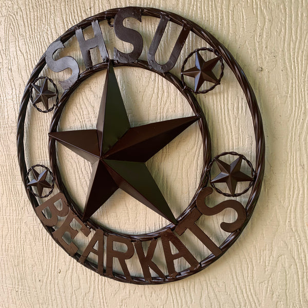 18" SHSU SAM HOUSTON BEARKATS RUSTIC BRONZE COPPER METAL CUSTOM VINTAGE CRAFT RUSTIC BROWN TEAM STAR HANDMADE