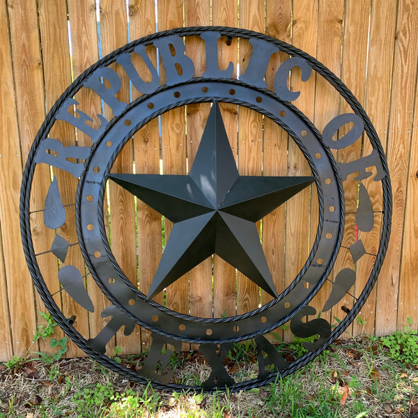 REPUBLIC OF TEXAS 3d STAR CUSTOM RUSTIC BLACK METAL VINTAGE CRAFT WESTERN HOME DECOR HANDMADE NEW ART