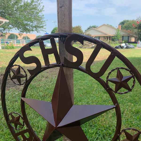 18" SHSU SAM HOUSTON BEARKATS RUSTIC BRONZE COPPER METAL CUSTOM VINTAGE CRAFT RUSTIC BROWN TEAM STAR HANDMADE