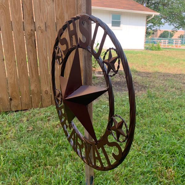 18" SHSU SAM HOUSTON BEARKATS RUSTIC BRONZE COPPER METAL CUSTOM VINTAGE CRAFT RUSTIC BROWN TEAM STAR HANDMADE