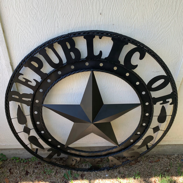 REPUBLIC OF TEXAS 3d STAR CUSTOM RUSTIC BLACK METAL VINTAGE CRAFT WESTERN HOME DECOR HANDMADE NEW ART