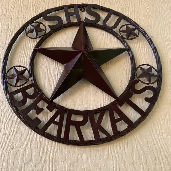 18" SHSU SAM HOUSTON BEARKATS RUSTIC BRONZE COPPER METAL CUSTOM VINTAGE CRAFT RUSTIC BROWN TEAM STAR HANDMADE