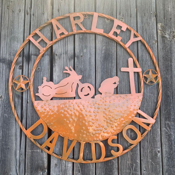 24",32" HARLEY DAVIDSON ORANGE CUSTOM METAL VINTAGE CRAFT SIGN WESTERN HOME DECOR HANDMADE