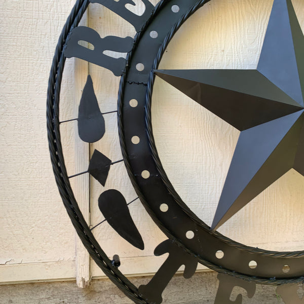 REPUBLIC OF TEXAS 3d STAR CUSTOM RUSTIC BLACK METAL VINTAGE CRAFT WESTERN HOME DECOR HANDMADE NEW ART