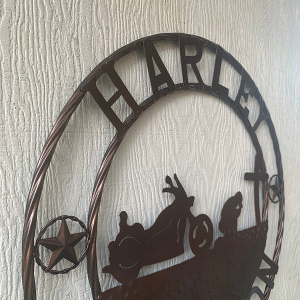 24",32" HARLEY DAVIDSON CUSTOM METAL VINTAGE CRAFT SIGN WESTERN HOME DECOR RUSTIC BRONZE HANDMADE