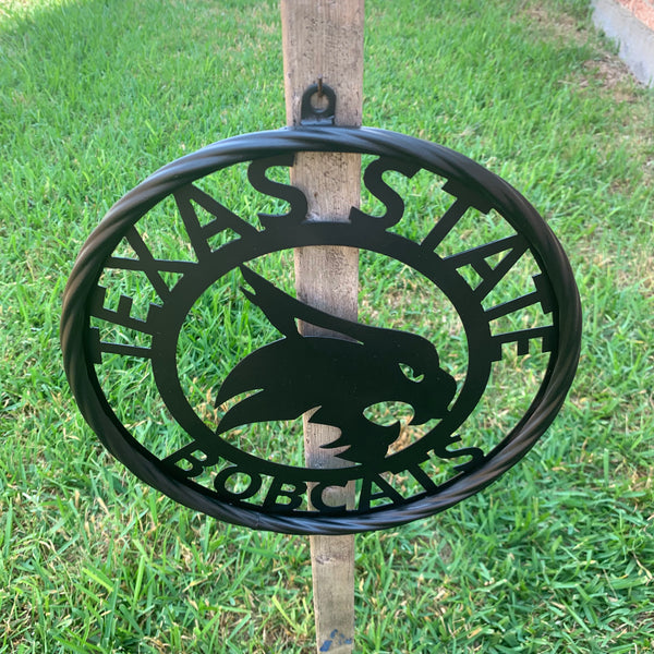 12",18",24",32",36" TEXAS STATE BOBCATS CUSTOM BLACK METAL VINTAGE CRAFT TEAM SIGN WESTERN HOME DECOR HANDMADE