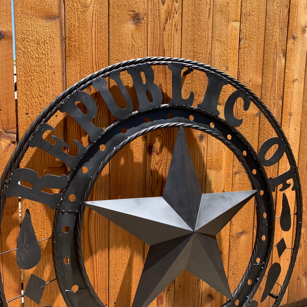 REPUBLIC OF TEXAS 3d STAR CUSTOM RUSTIC BLACK METAL VINTAGE CRAFT WESTERN HOME DECOR HANDMADE NEW ART