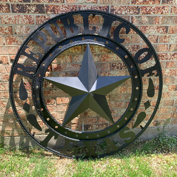 REPUBLIC OF TEXAS 3d STAR CUSTOM RUSTIC BLACK METAL VINTAGE CRAFT WESTERN HOME DECOR HANDMADE NEW ART