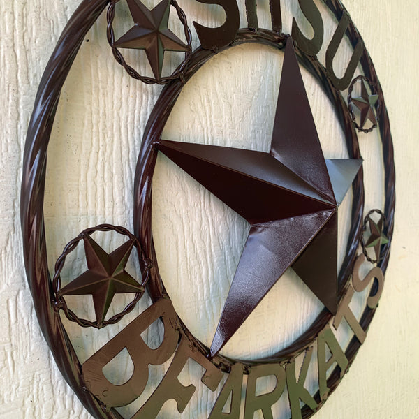 18" SHSU SAM HOUSTON BEARKATS RUSTIC BRONZE COPPER METAL CUSTOM VINTAGE CRAFT RUSTIC BROWN TEAM STAR HANDMADE