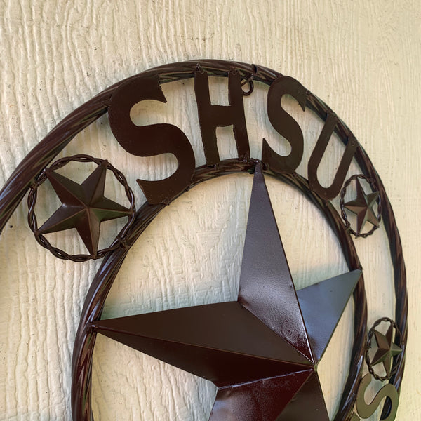 18" SHSU SAM HOUSTON BEARKATS RUSTIC BRONZE COPPER METAL CUSTOM VINTAGE CRAFT RUSTIC BROWN TEAM STAR HANDMADE