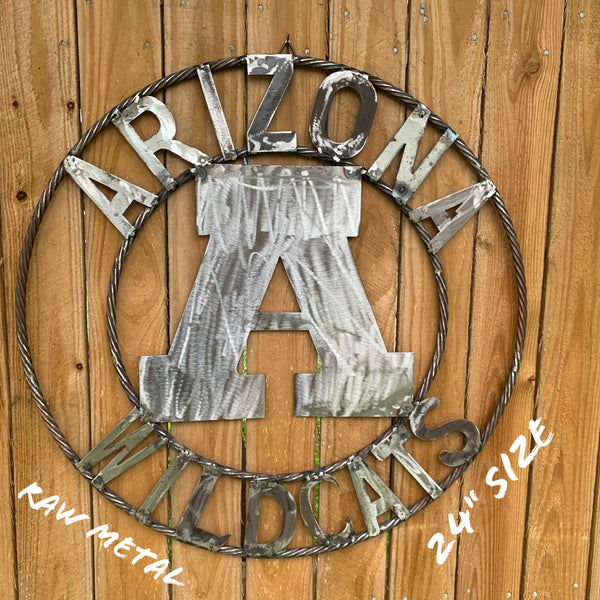 12", 18", 24", 32" ARIZONA WILDCATS CUSTOM RAW METAL VINTAGE CRAFT SIGN TEAM WESTERN HOME DECOR HANDMADE