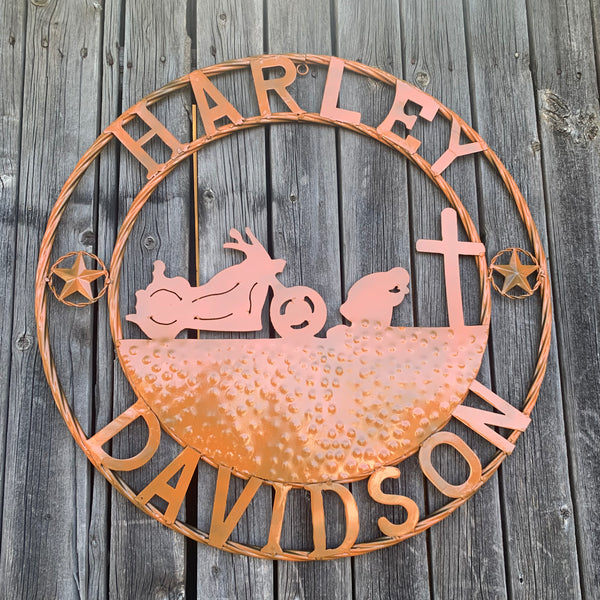 24",32" HARLEY DAVIDSON ORANGE CUSTOM METAL VINTAGE CRAFT SIGN WESTERN HOME DECOR HANDMADE