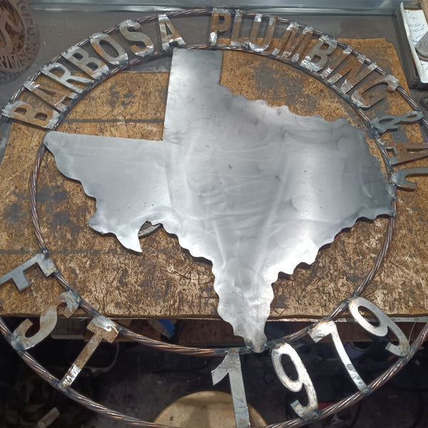 BARBOSA PLUMBING STYLE YOUR CUSTOM BUSINESS NAME METAL SIGN RED WHITE & BLUE TEXAS FLAG HANDMADE NEW