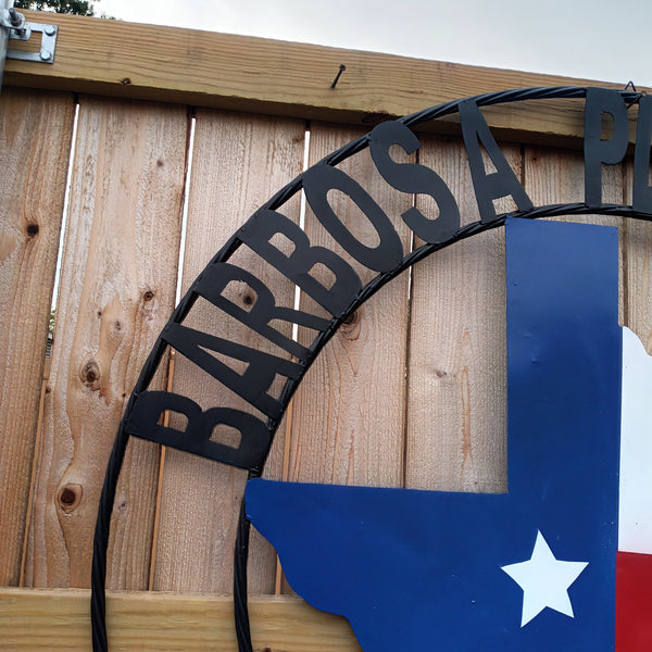 BARBOSA PLUMBING STYLE YOUR CUSTOM BUSINESS NAME METAL SIGN RED WHITE & BLUE TEXAS FLAG HANDMADE NEW