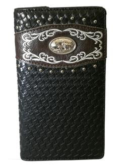 #SS WESTERN PRAYING COWBOY CHECKBOOK BI FOLD MEN'S & WOMEN'S GENUINE LEATHER BLACK WALLET