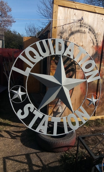4,5,6 FOOT LARGE OVERSIZE CUSTOM NAME BARN METAL STAR 3d WITH TWISTED ROPE RING DESIGN METAL WALL ART WESTERN HOME DECOR VINTAGE RUSTIC BROWN NEW HANDMADE, 48",60",72" NEW HANDMADE