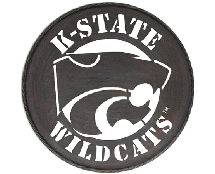 ITEM# 12093 KANSAS STATE WILDCATS RUSTIC GREY VINTAGE METAL CRAFT TEAM SIGN WESTERN HOME DECOR HANDMADE