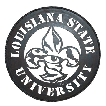 ITEM# 12094  LOUISIANA STATE UNIVERSITY RUSTIC GREY VINTAGE METAL CRAFT TEAM SIGN OFFICIAL LICENSED PRODUCT