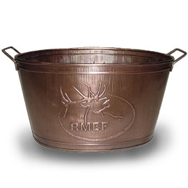 #IH_12489 17" X 9" RMEF TUB BEVERAGE BUCKET PLANTER FIREPLACE PARTY RUSTIC WESTERN HOME DECOR NEW