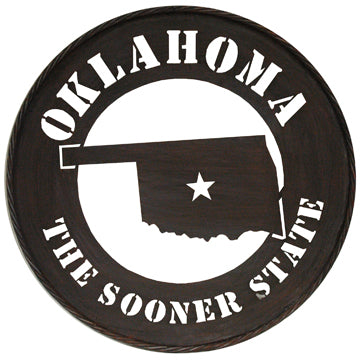 ITEM# 12666 OKLAHOMA THE SOONER STATE RUSTIC GREY WIDE BAND RING CUSTOM METAL VINTAGE SIGN OFFICIAL LICENSED PRODUCT
