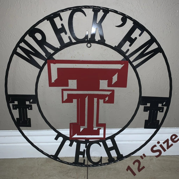 12", 18", 24", 32" WRECKEM TEXAS TECH CUSTOM VINTAGE CRAFT METAL TEAM SIGN