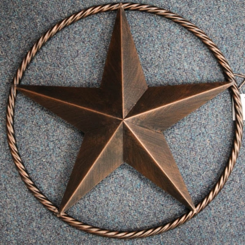 12" BARN STAR TWISTED ROPE RING METAL ART WESTERN HOME DECOR VINTAGE RUSTIC BRONZE NEW