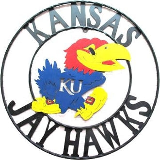 KANSAS JAYHAWKS CUSTOM METAL VINTAGE CRAFT TEAM SIGN WALL ART WESTERN HOME DECOR HANDMADE