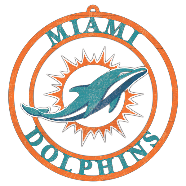 #WC110 MIAMI DOLPHINS MDF WOOD NFL TEAM SIGN CUSTOM VINTAGE CRAFT WESTERN HOME DECOR OFFICIAL LICENSED PRODUCT