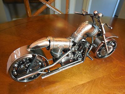 12" HARLEY STYLE MOTORCYCLE METAL COPPER ART HAND CRAFT WESTERN HOME BAR DECOR