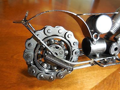 12" HARLEY STYLE CHOPPER MOTORCYCLE GUN METAL ART WESTERN BAR DECOR