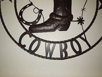 24" WELCOME COWBOY BOOT STARS METAL WALL WESTERN HOME DECOR NEW