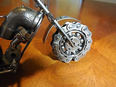 12" HARLEY STYLE CHOPPER MOTORCYCLE GUN METAL ART WESTERN BAR DECOR