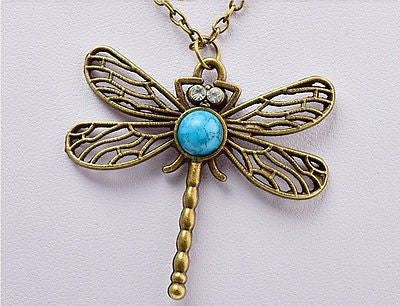 VINTAGE JEWELRY RETRO HOLLOW DRAGONFLY SWEATER CHAIN PENDANT NECKLACE WOMEN NEW