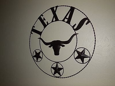 21" TEXAS LONGHORNS METAL WALL ART WESTERN HOME DECOR NEW