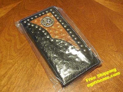 STATE OF TEXAS LONE STAR STATE GENUINE LEATHER BLACK COWBOY RODEO WESTERN CHECKBOOK--FREE SHIPPING